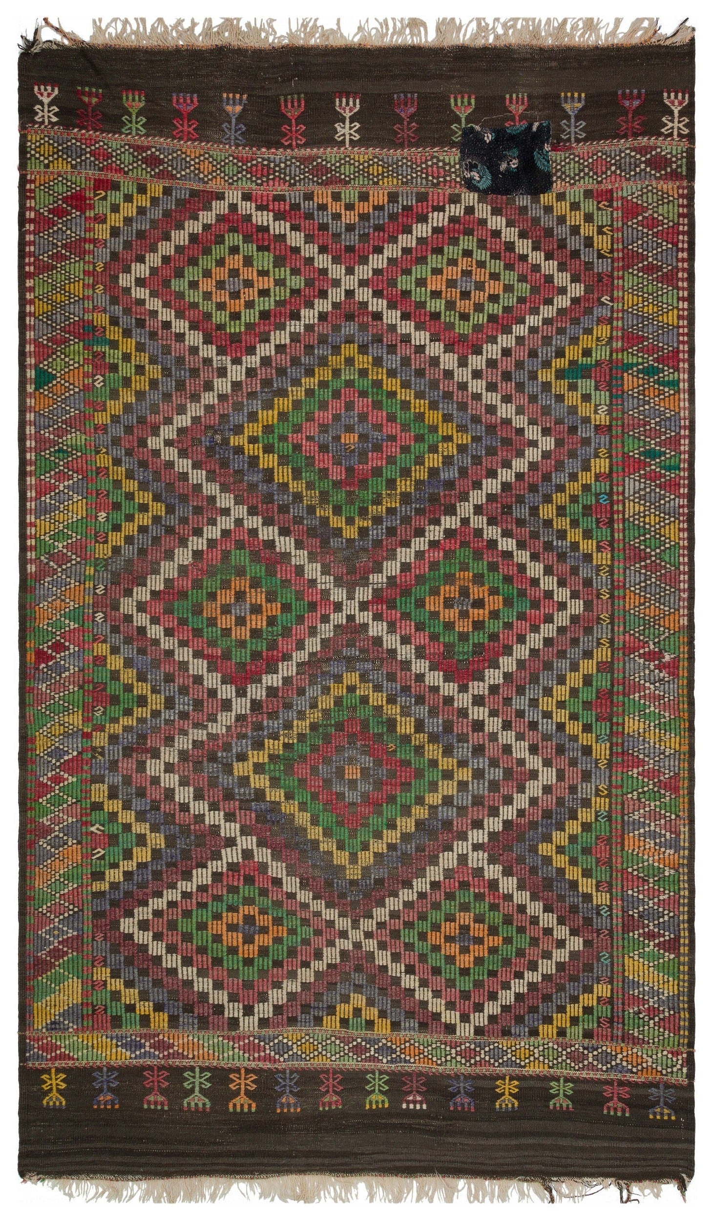 Girit Beige Striped Wool Handmade Area Rug 5'11" x 9'8"