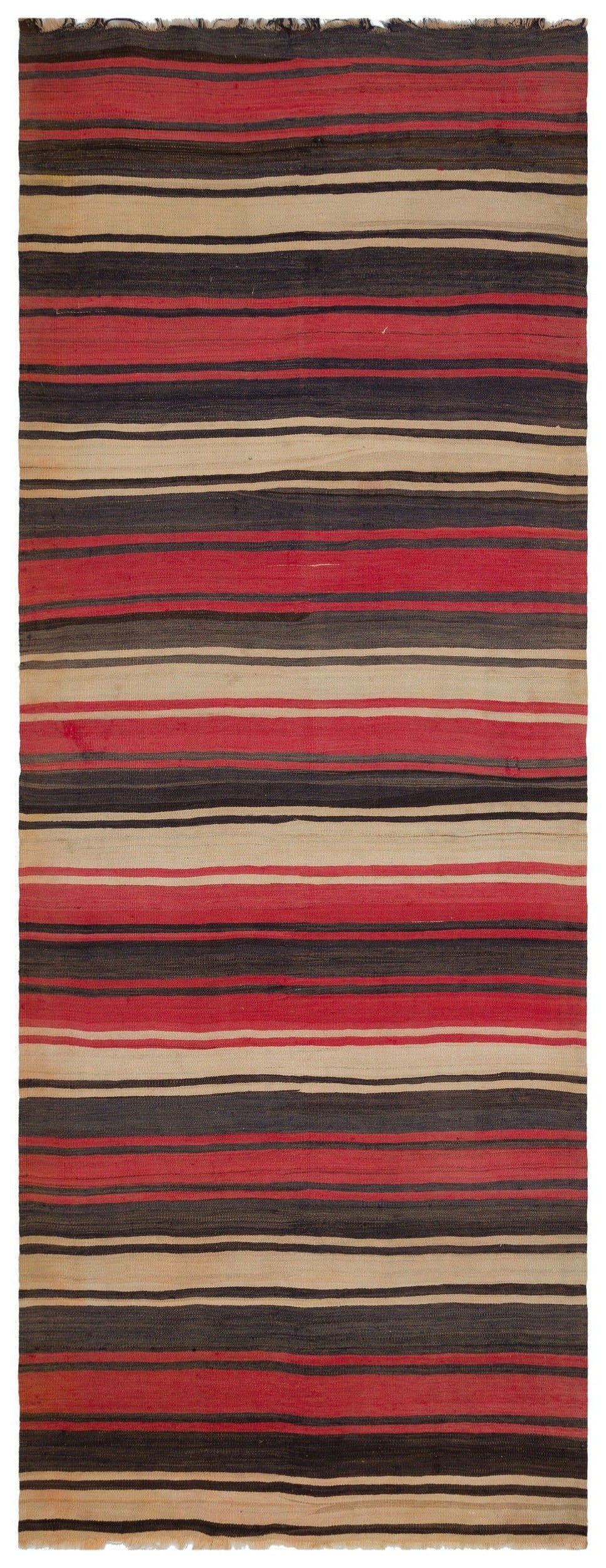 Girit Multy Striped Wool Handmade Area Rug 4'8" x 12'6"
