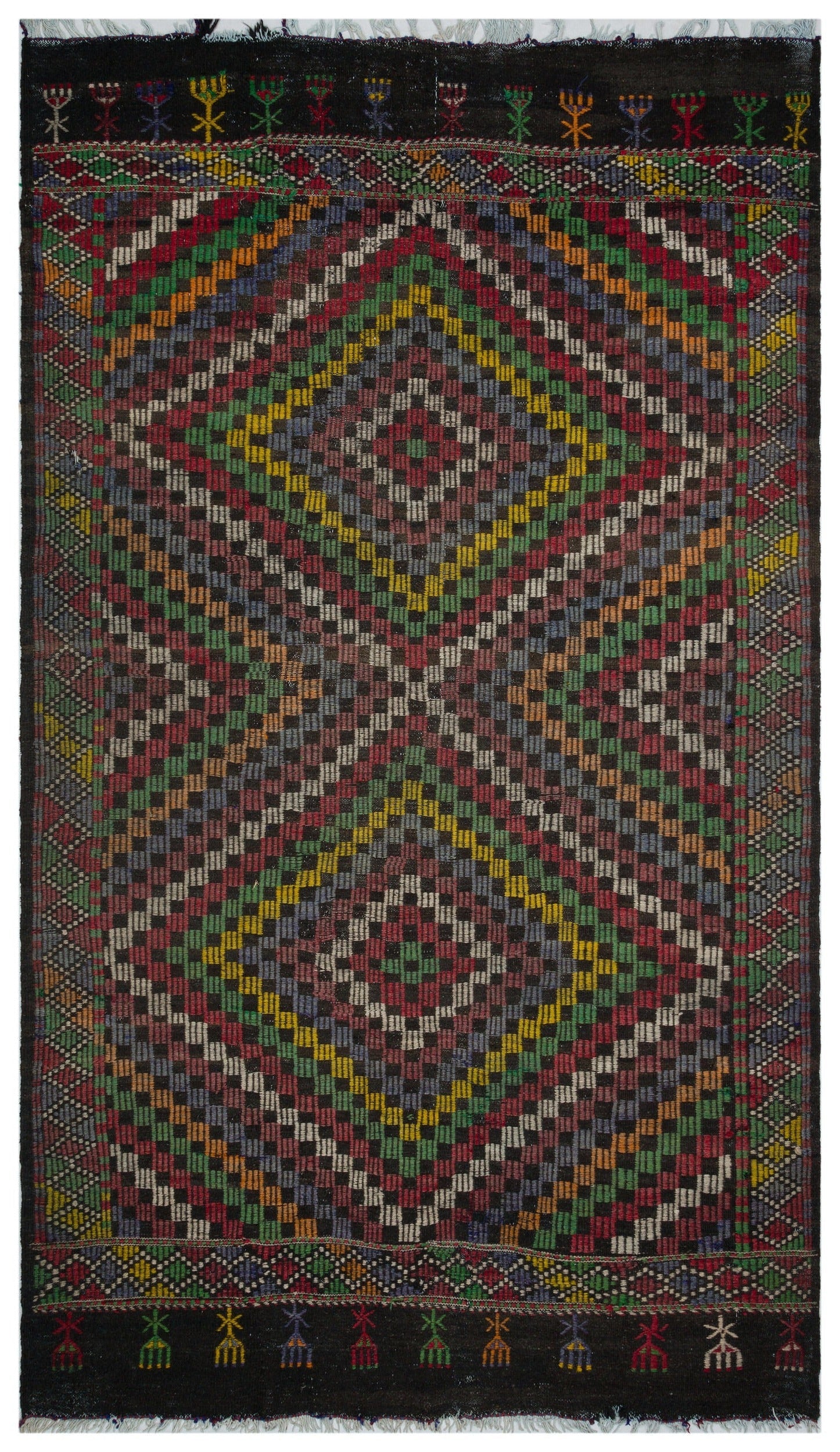 Girit Beige Striped Wool Handmade Area Rug 6'6" x 11'0"