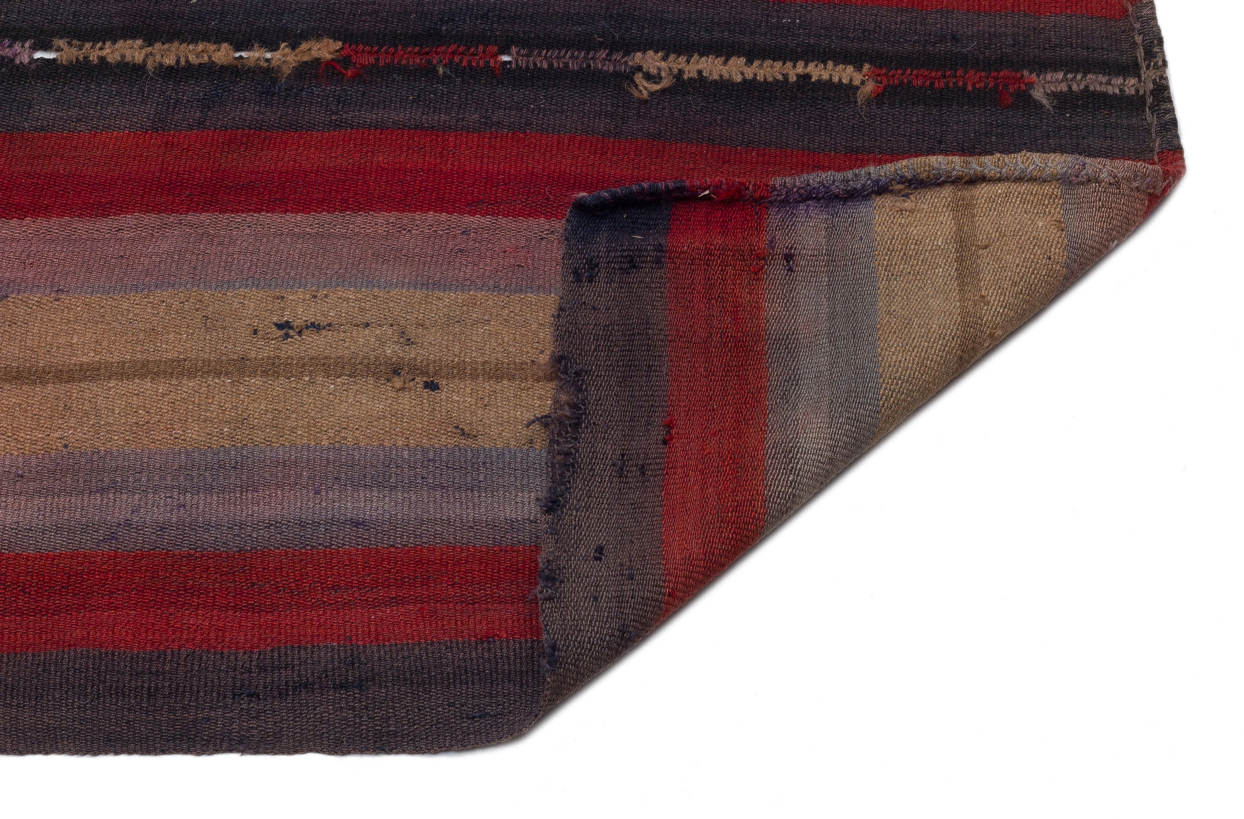 Girit Beige Striped Wool Handmade Area Rug 6'2" x 9'3"