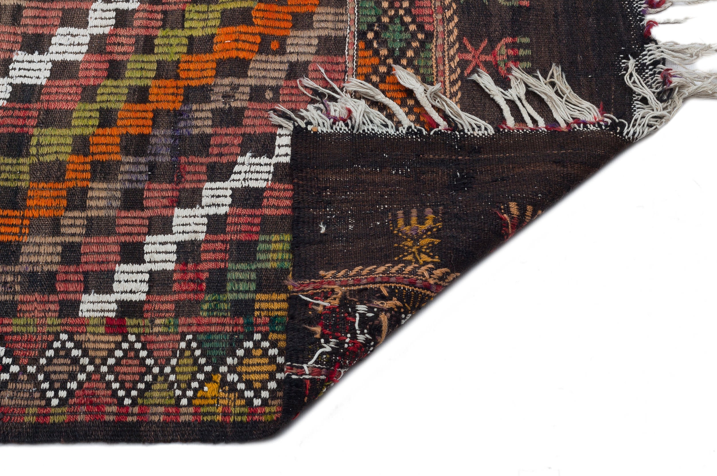 Girit Brown Striped Wool Handmade Area Rug 5'4" x 8'7"