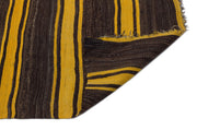 Girit Yellow Striped Wool Handmade Area Rug 5'0" x 10'0"