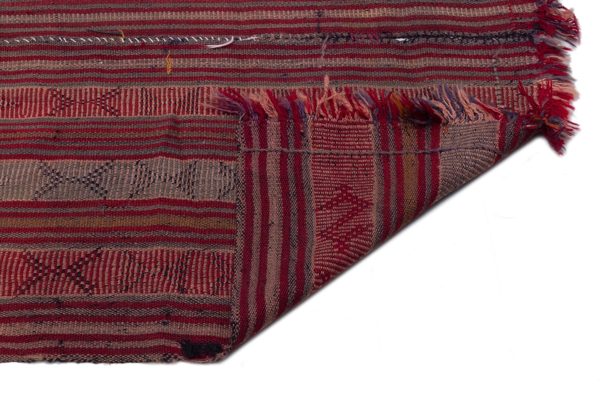 Girit Beige Striped Wool Handmade Area Rug 5'5" x 11'3"