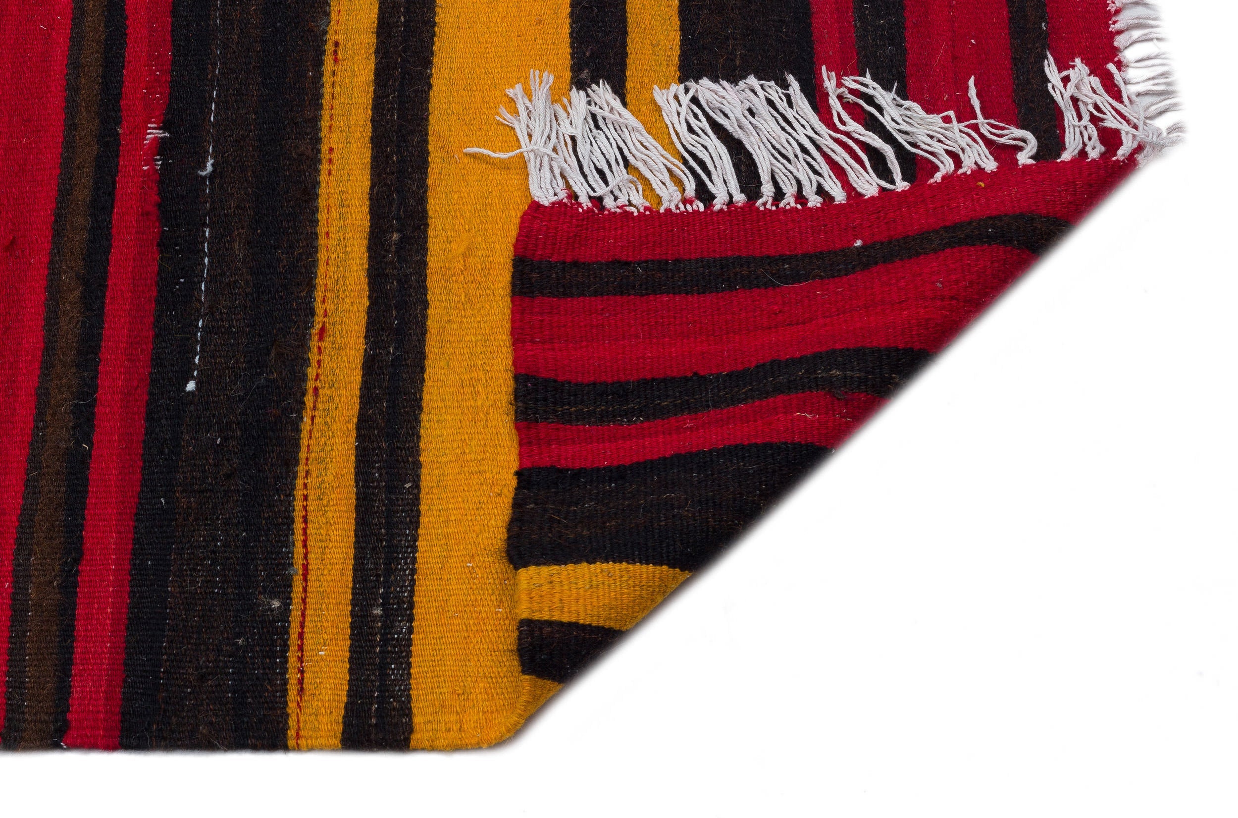 Girit Beige Striped Wool Handmade Area Rug 5'8" x 13'1"