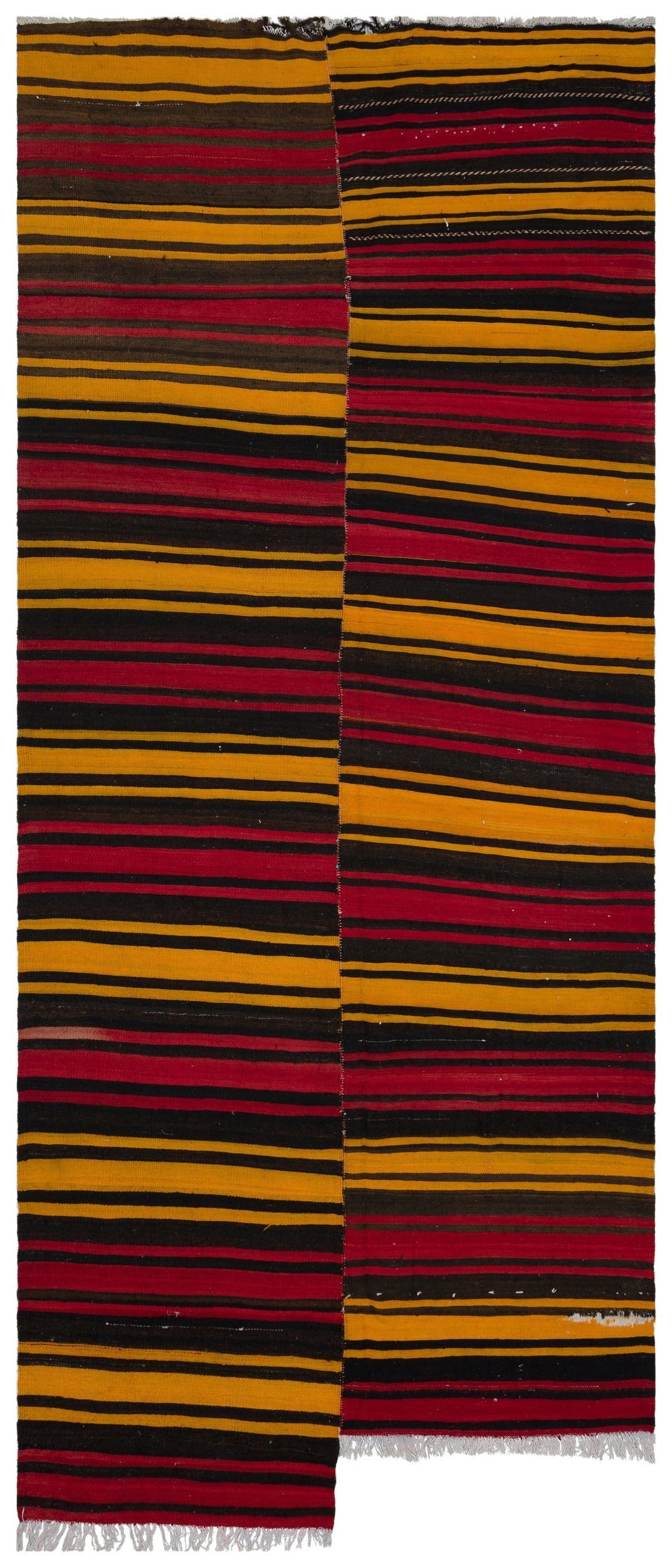 Girit Beige Striped Wool Handmade Area Rug 5'8" x 13'1"