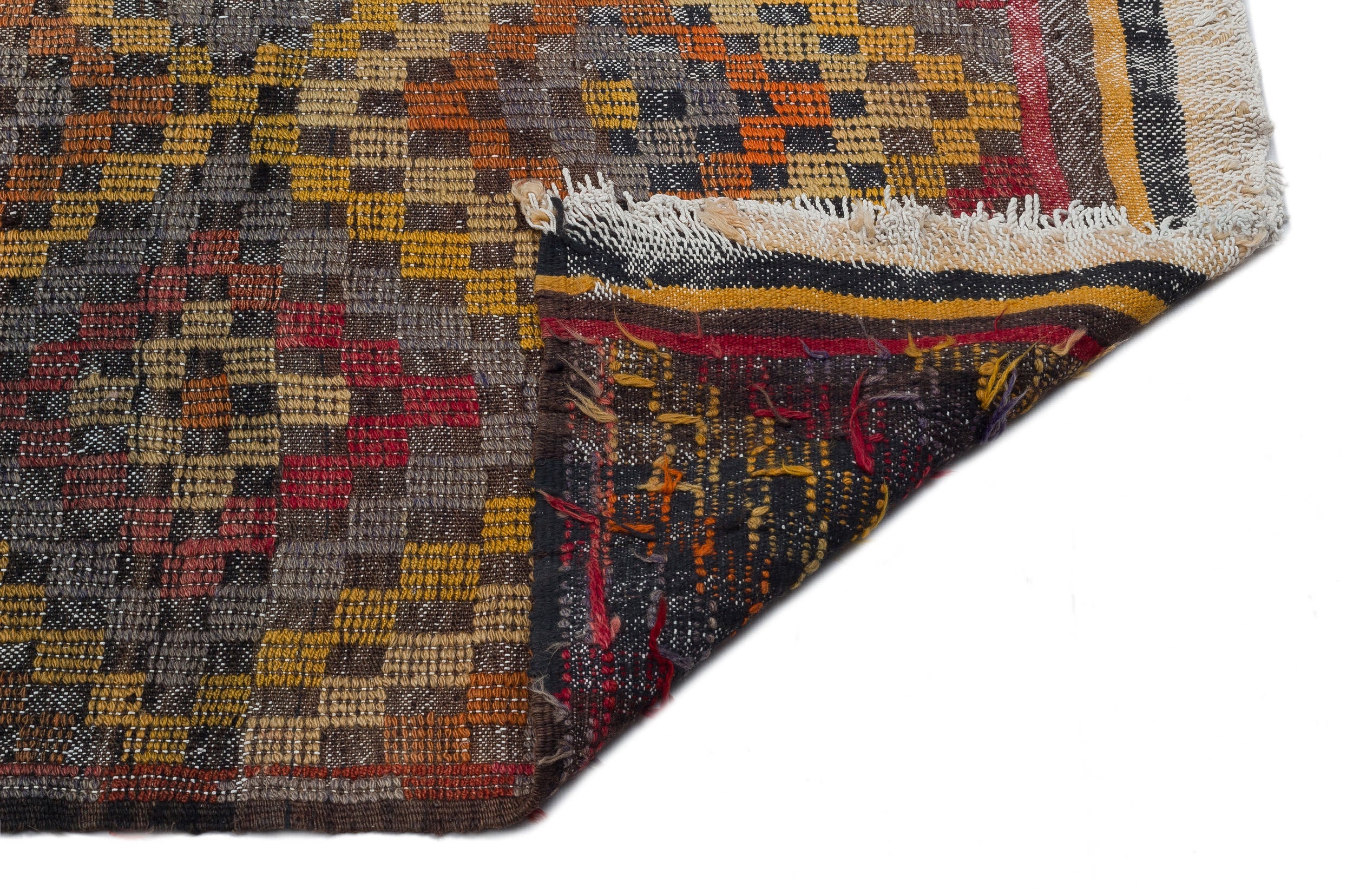 Girit Brown Geometric Wool Handmade Area Rug 6'1" x 8'11"