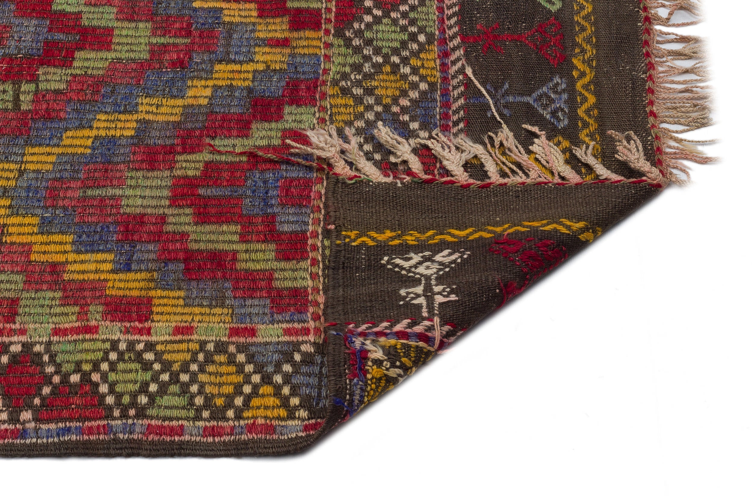 Girit Brown Geometric Wool Handmade Area Rug 5'5" x 9'9"