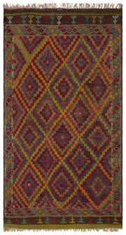Girit Brown Geometric Wool Handmade Area Rug 5'5" x 9'9"