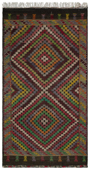 Girit Brown Geometric Wool Handmade Area Rug 5'9" x 10'5"