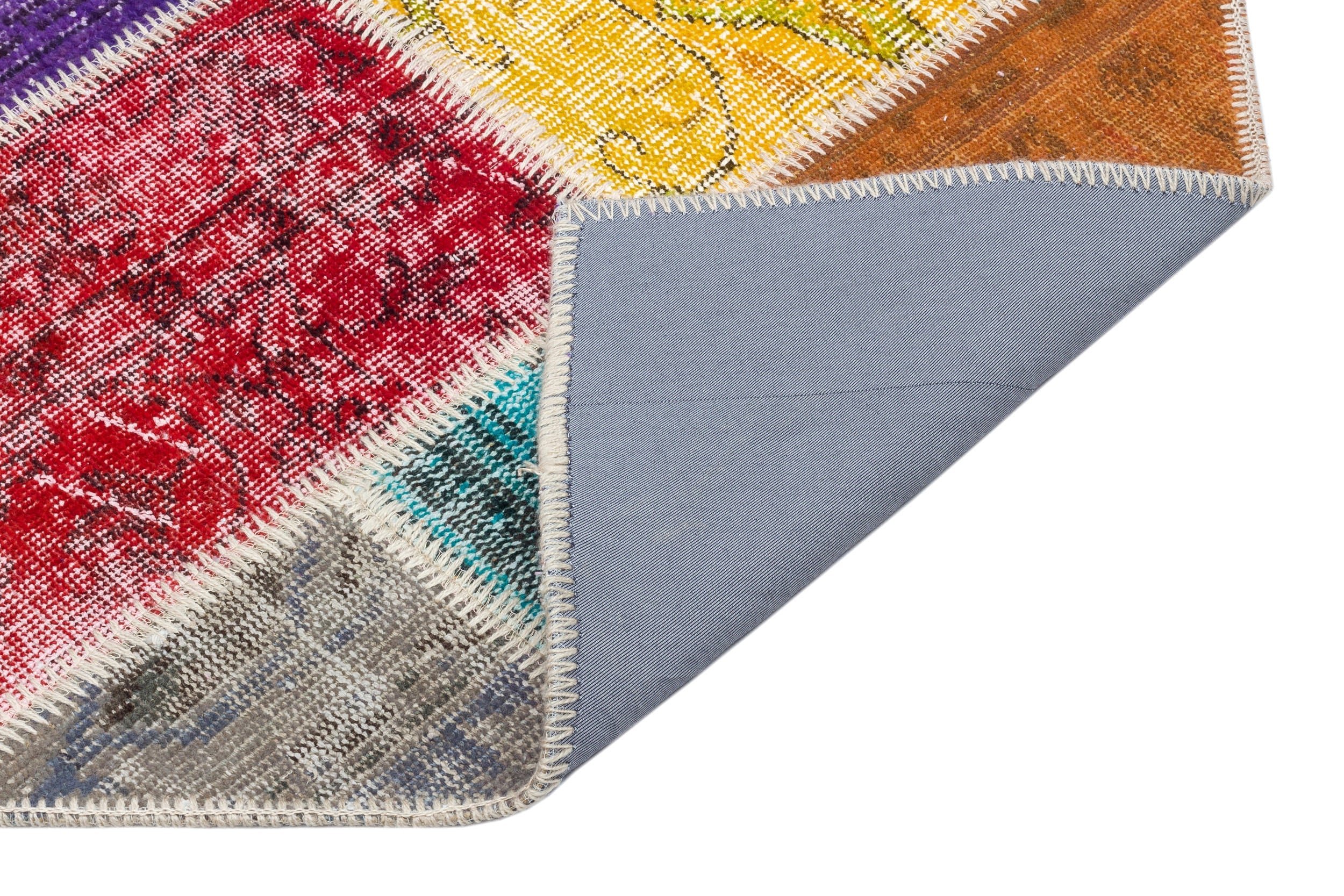 Iskece 34093 Beige Patchwork Wool Handmade Area Rug 2'8" x 4'9"