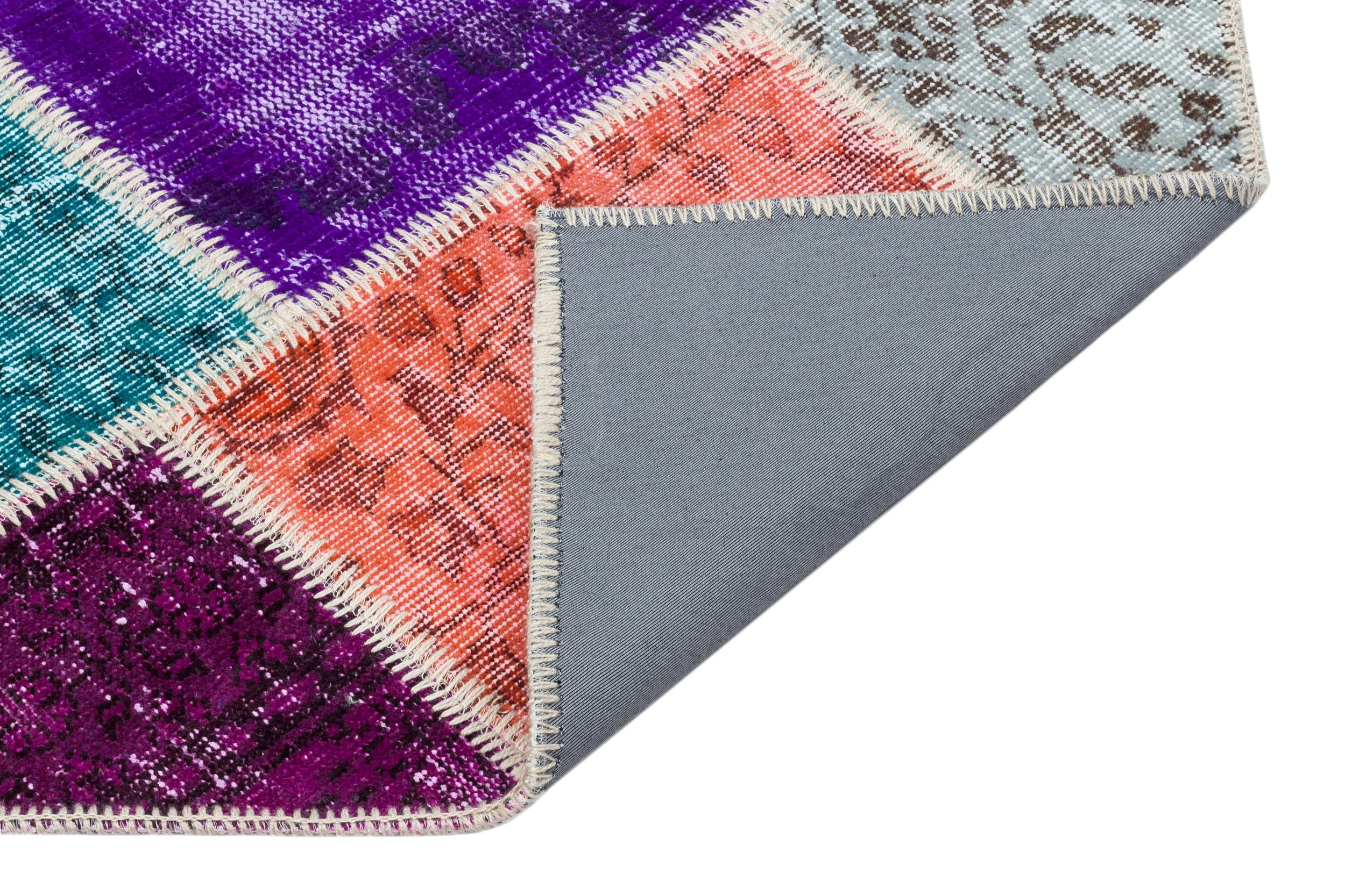 Iskece 34095 Beige Patchwork Wool Handmade Area Rug 2'8" x 4'11"