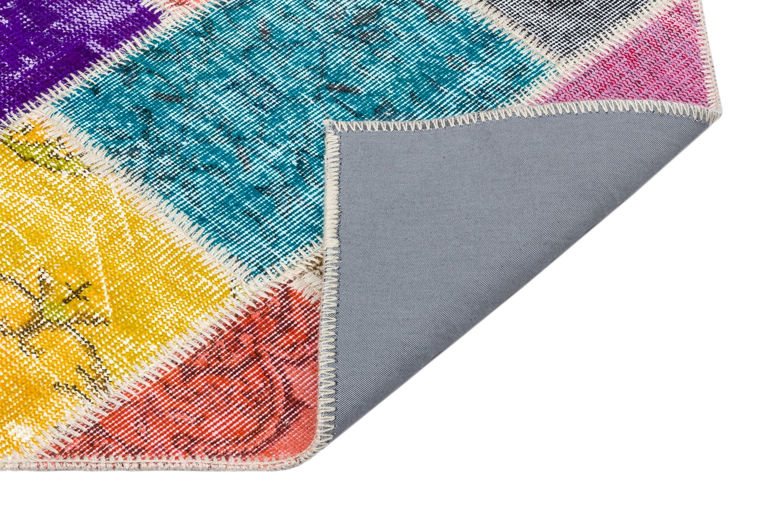 Iskece 34102 Beige Patchwork Wool Handmade Area Rug 2'8" x 4'11"