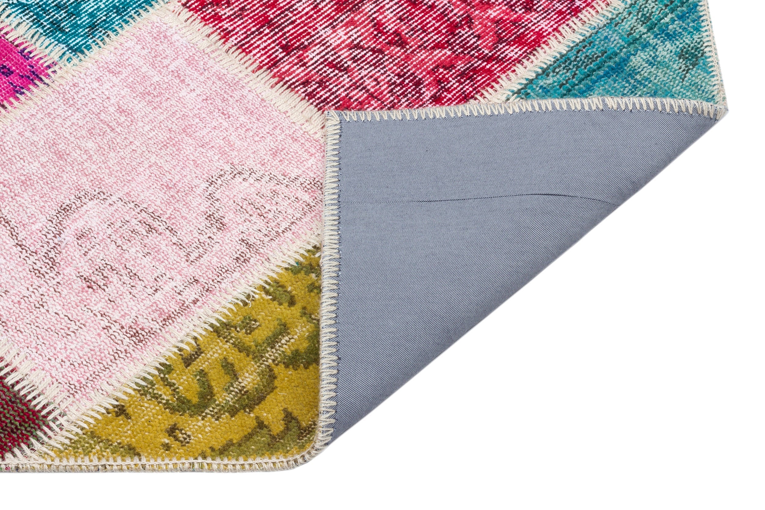 Iskece 34104 Beige Patchwork Wool Handmade Area Rug 2'8" x 4'9"