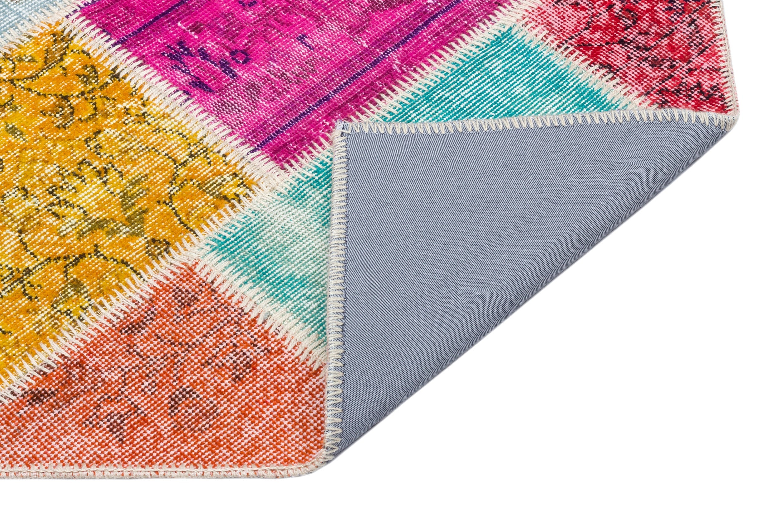 Iskece 34108 Beige Patchwork Wool Handmade Area Rug 2'8" x 4'9"