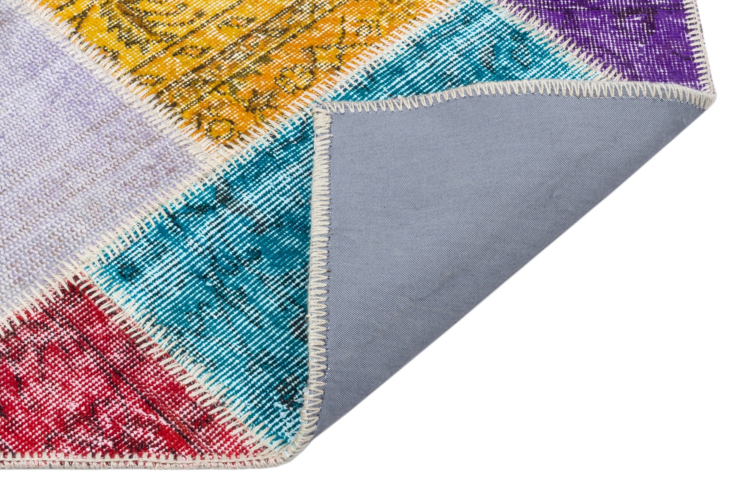 Iskece 34109 Beige Patchwork Wool Handmade Area Rug 2'7" x 4'10"