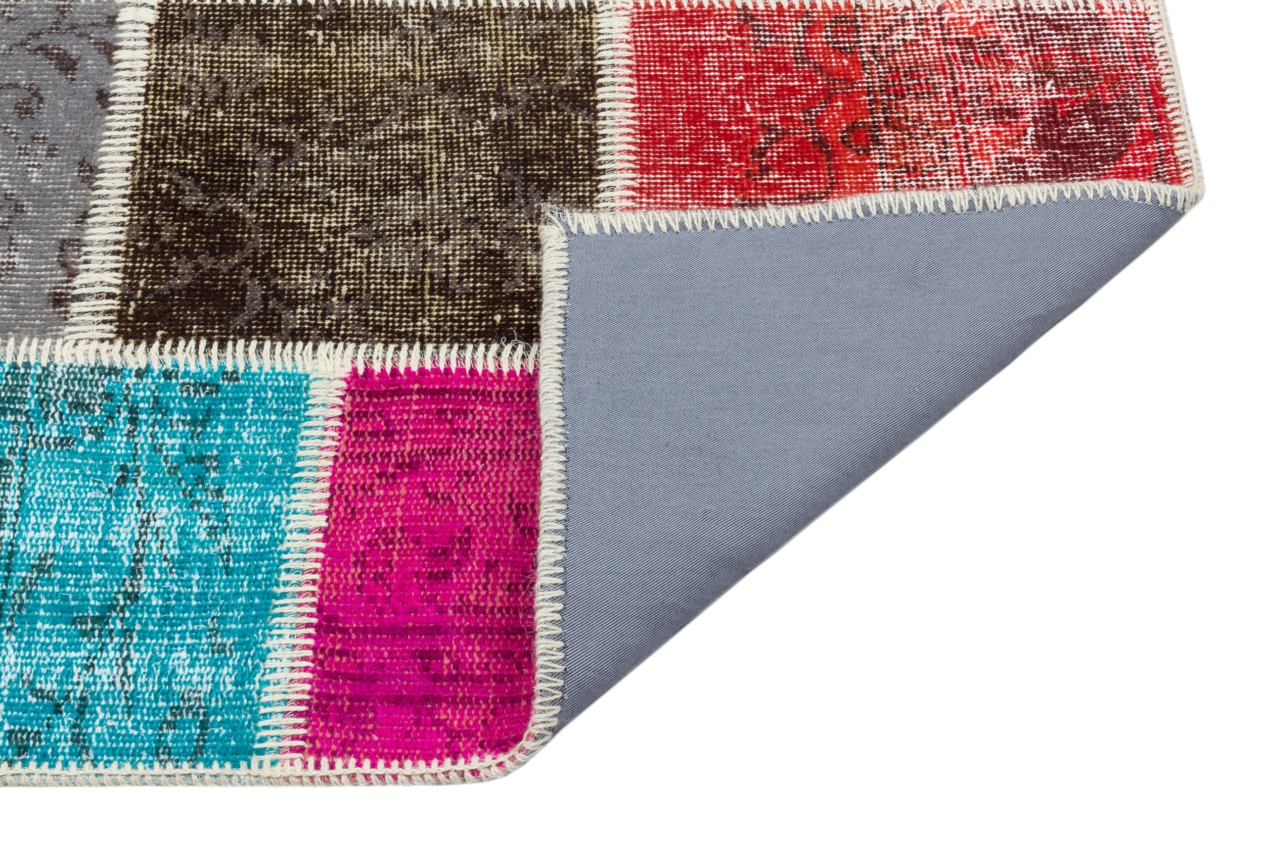 Iskece 34115 Beige Patchwork Wool Handmade Area Rug 3'11" x 5'11"