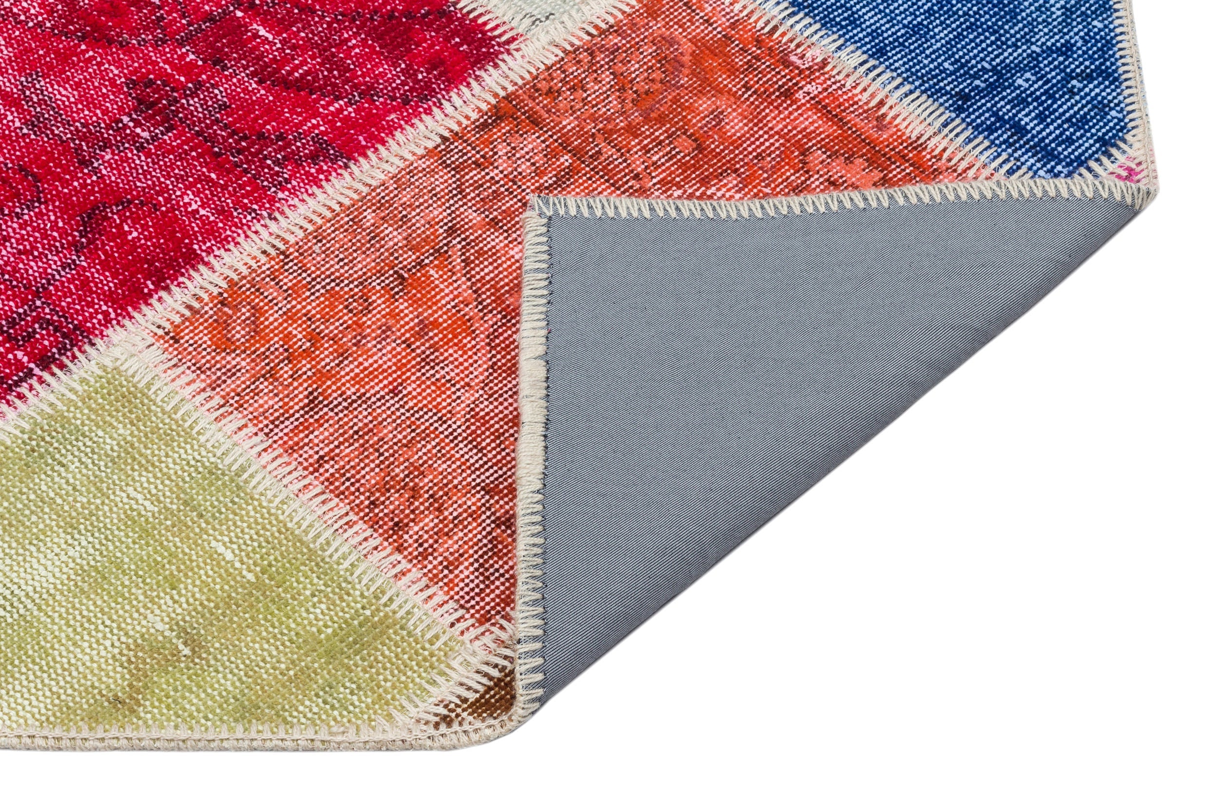 Iskece 34122 Beige Patchwork Wool Handmade Area Rug 4'0" x 5'11"