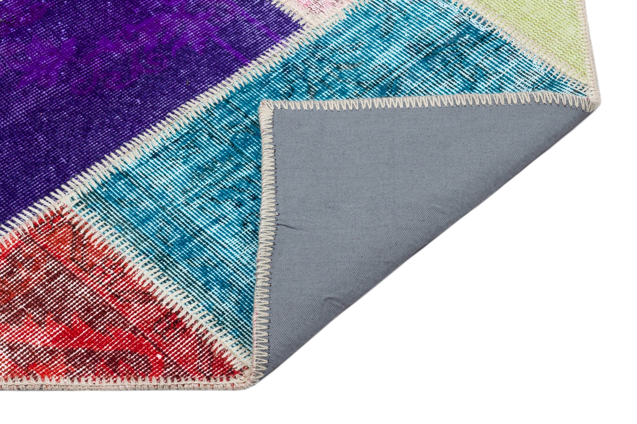 Iskece 34127 Beige Patchwork Wool Handmade Area Rug 4'0" x 5'10"