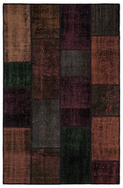Iskece Black Vintage Wool Handmade Area Rug 4'0" x 6'2"
