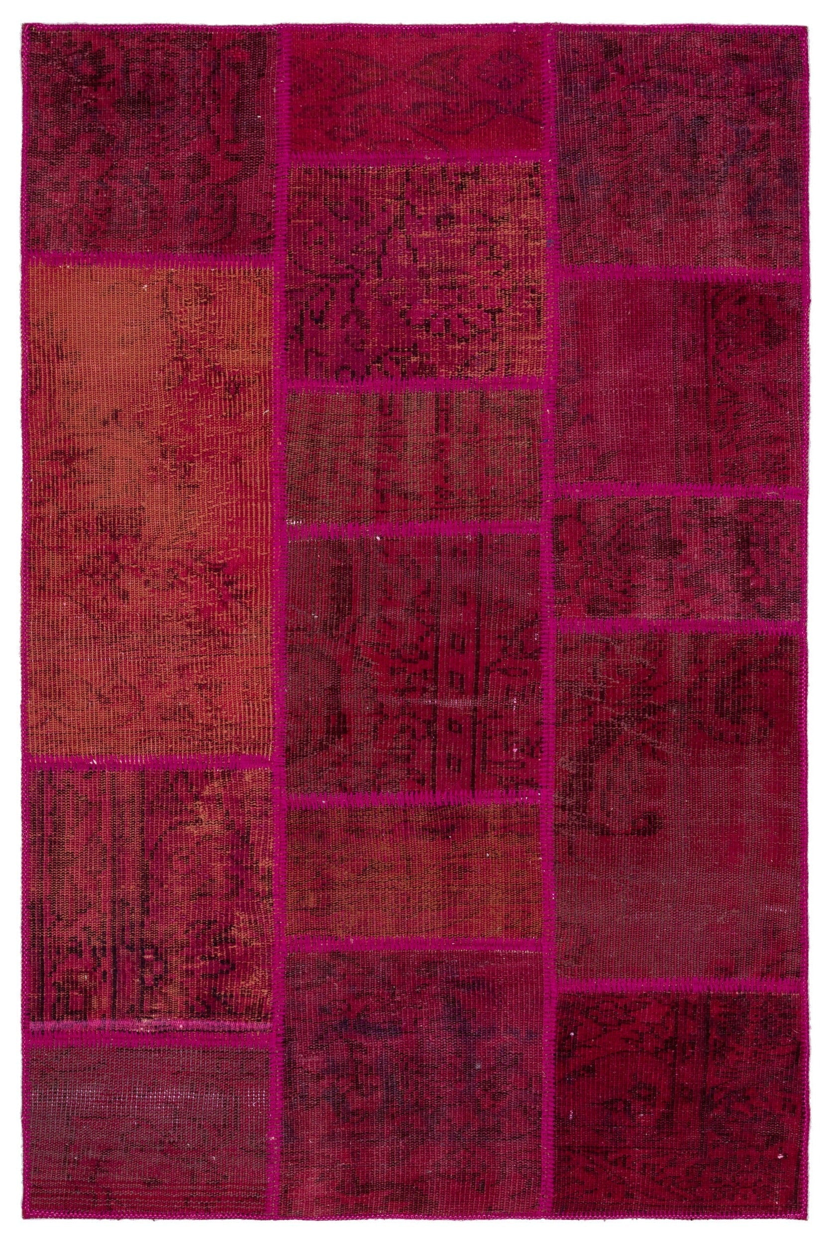 Iskece Red Vintage Wool Handmade Area Rug 3'11" x 5'11"