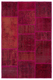 Iskece Red Vintage Wool Handmade Area Rug 3'11" x 5'11"