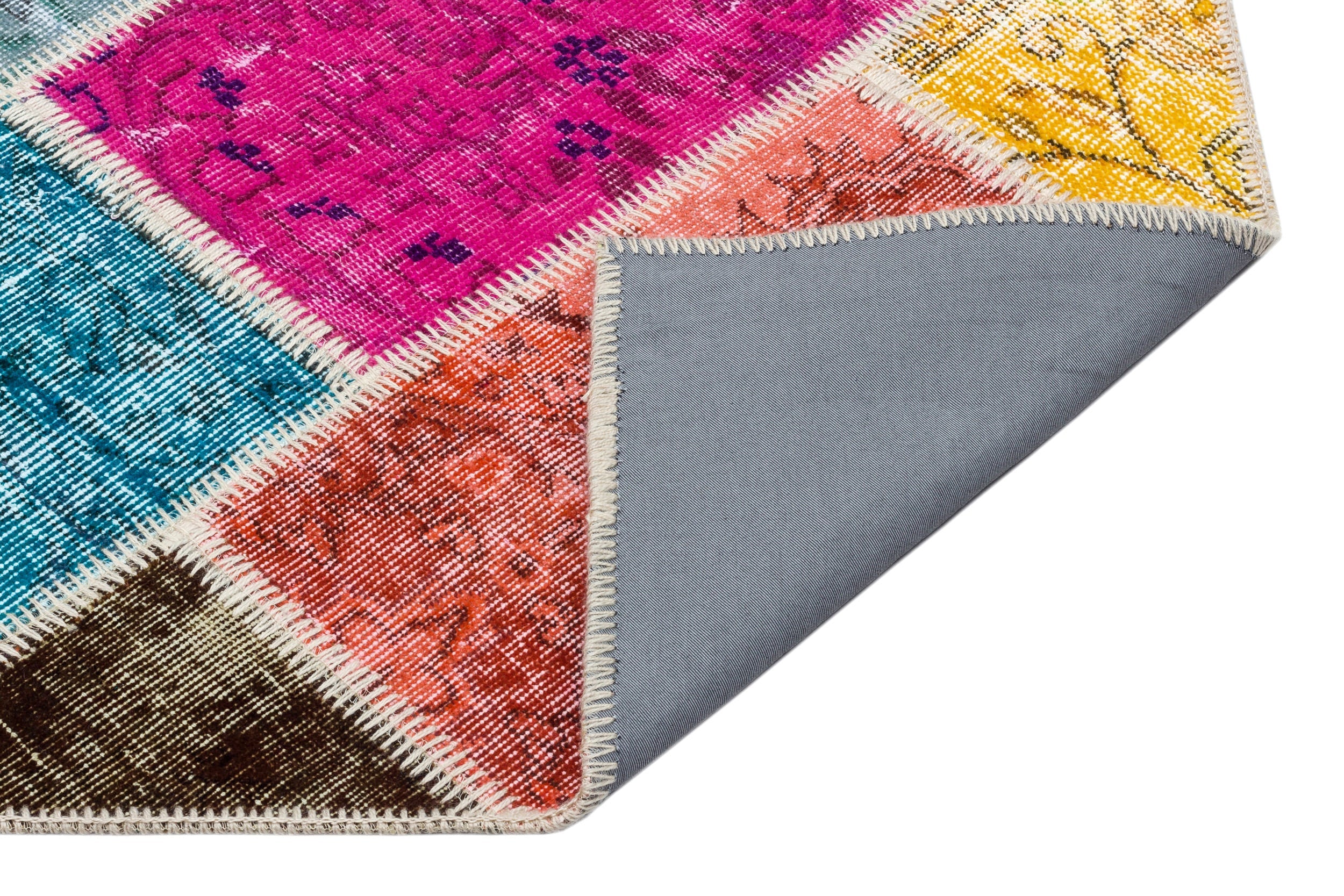 Iskece 34145 Beige Patchwork Wool Handmade Area Rug 4'0" x 6'0"