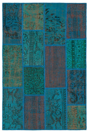 Iskece Turquoise Vintage Wool Handmade Area Rug 4'0" x 6'0"