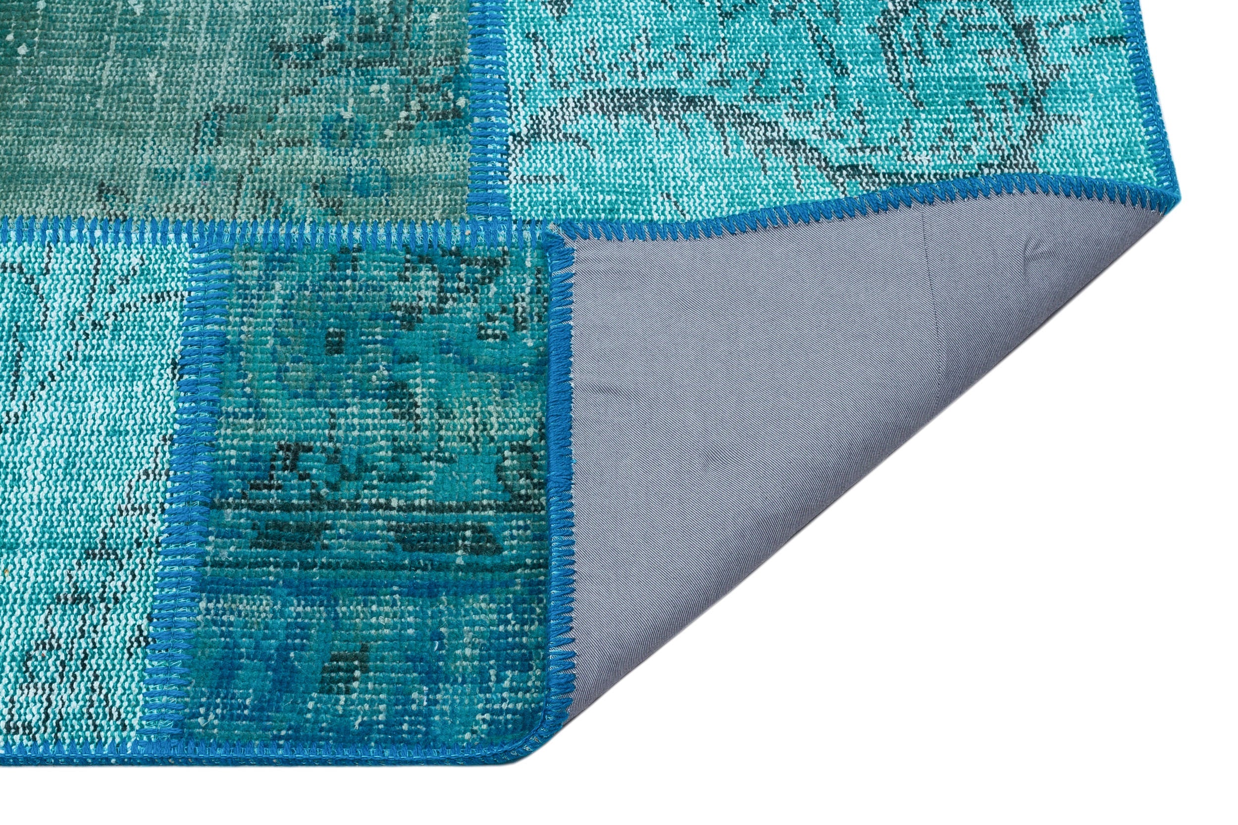 Iskece Turquoise Vintage Wool Handmade Area Rug 5'2" x 7'8"