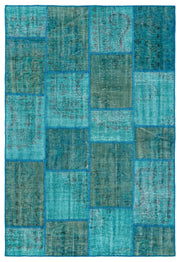 Iskece Turquoise Vintage Wool Handmade Area Rug 5'2" x 7'8"