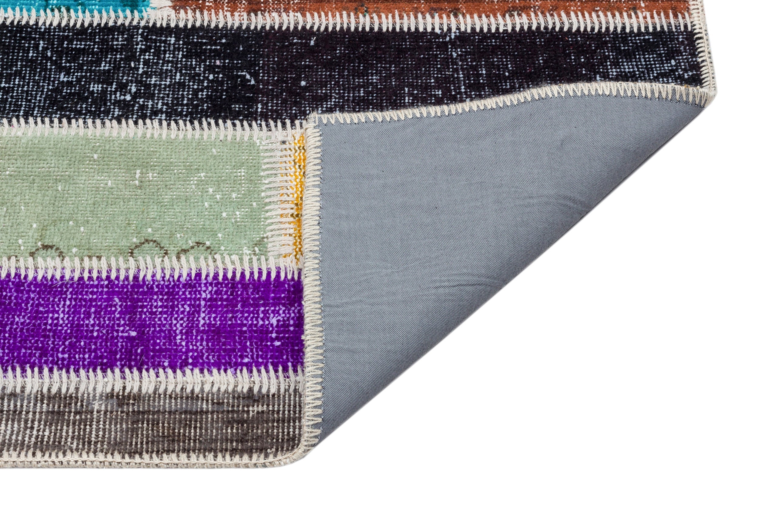 Iskece 34175 Beige Patchwork Wool Handmade Area Rug 4'11" x 7'8"
