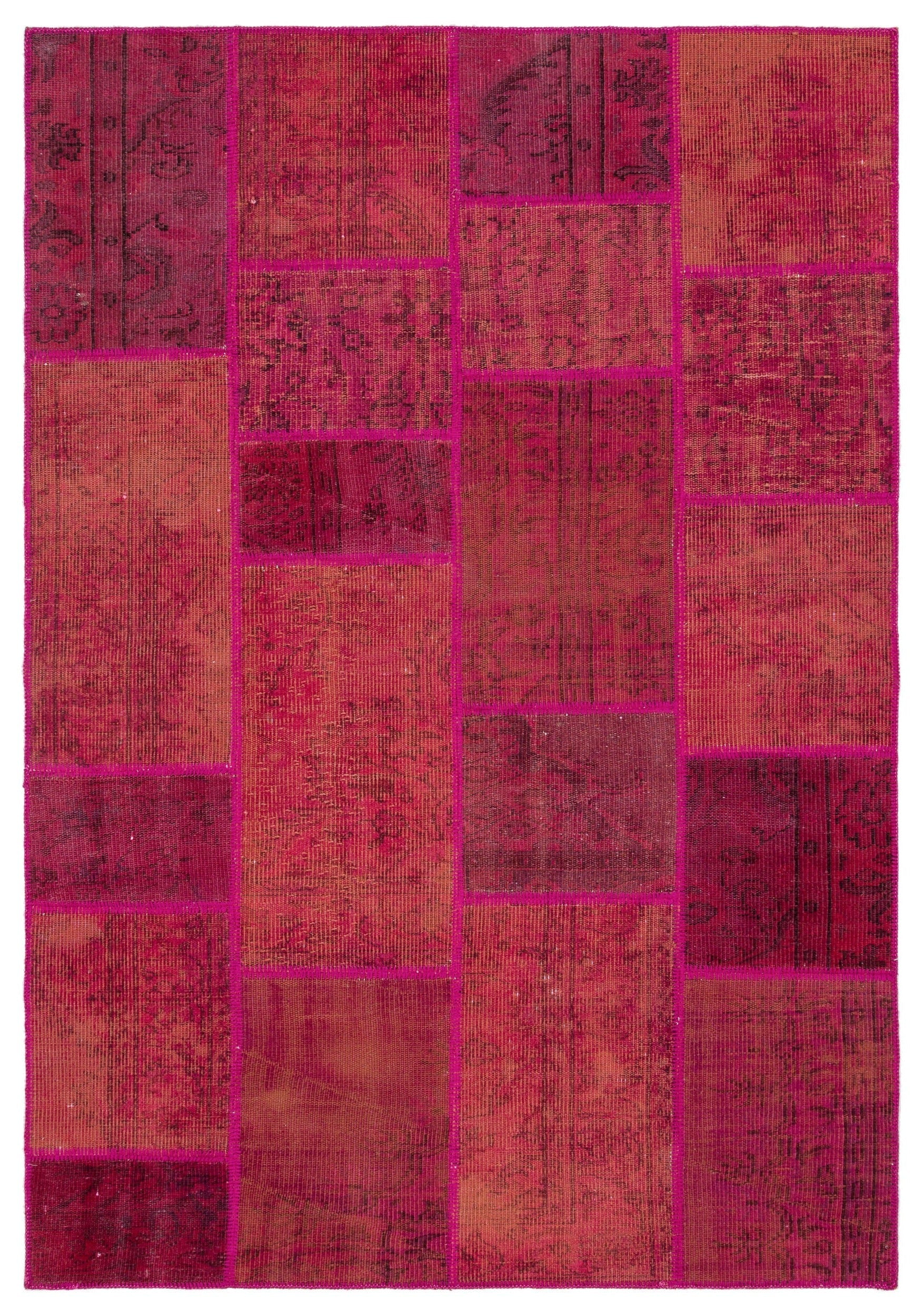 Iskece Red Vintage Wool Handmade Area Rug 5'4" x 7'8"