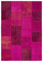 Iskece Pink Vintage Wool Handmade Area Rug 5'3" x 7'8"
