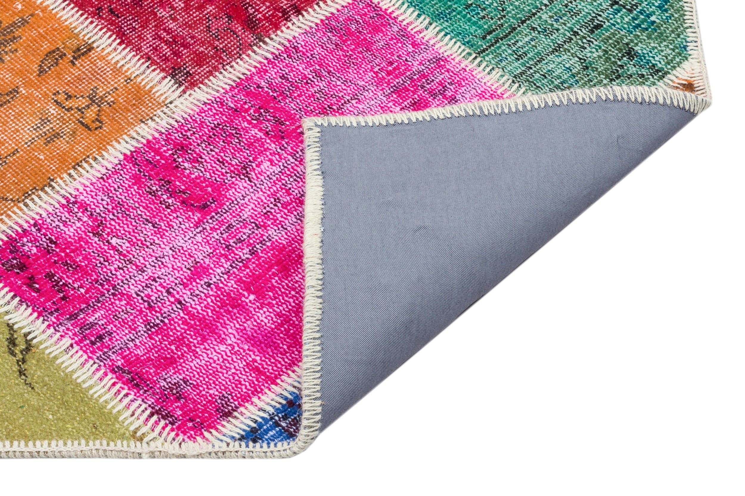 Iskece 34197 Beige Patchwork Wool Handmade Area Rug 5'4" x 7'7"