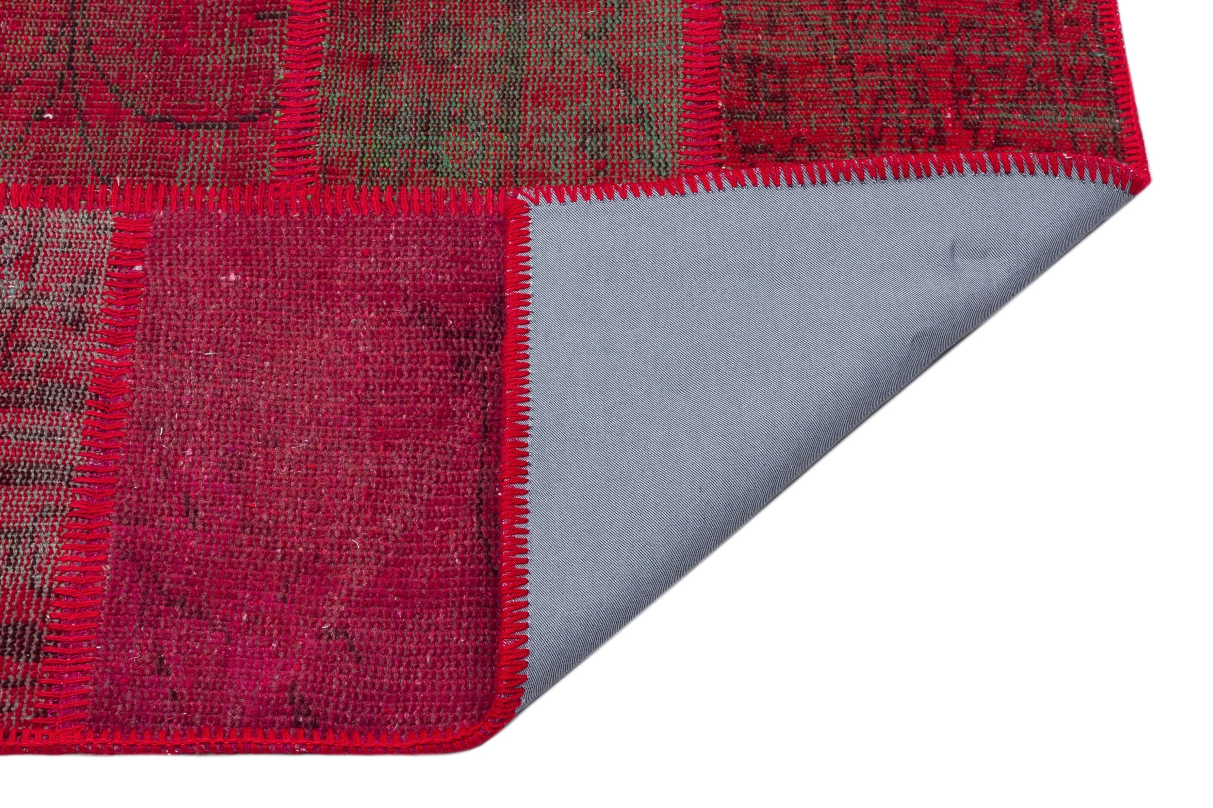 Iskece Red Vintage Wool Handmade Area Rug 5'2" x 7'7"