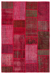 Iskece Red Vintage Wool Handmade Area Rug 5'2" x 7'7"