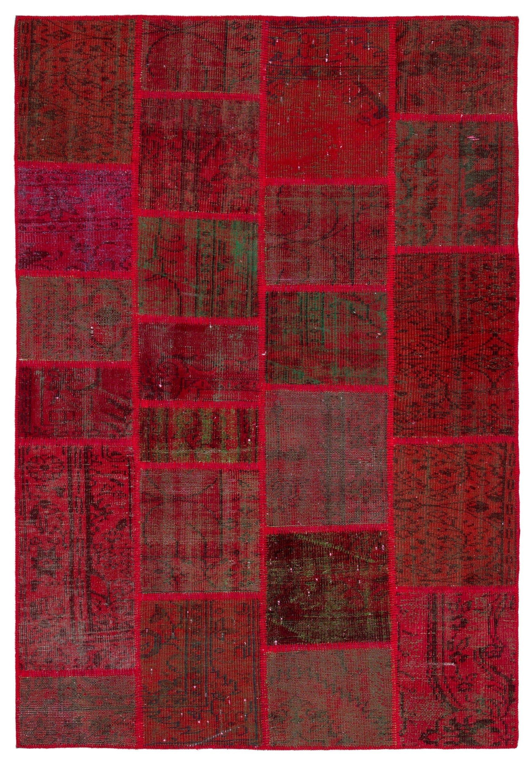 Vintage Wool Area Rug - Iskece Handmade Wool Rug 5'1" x 7'6" Red Carpet