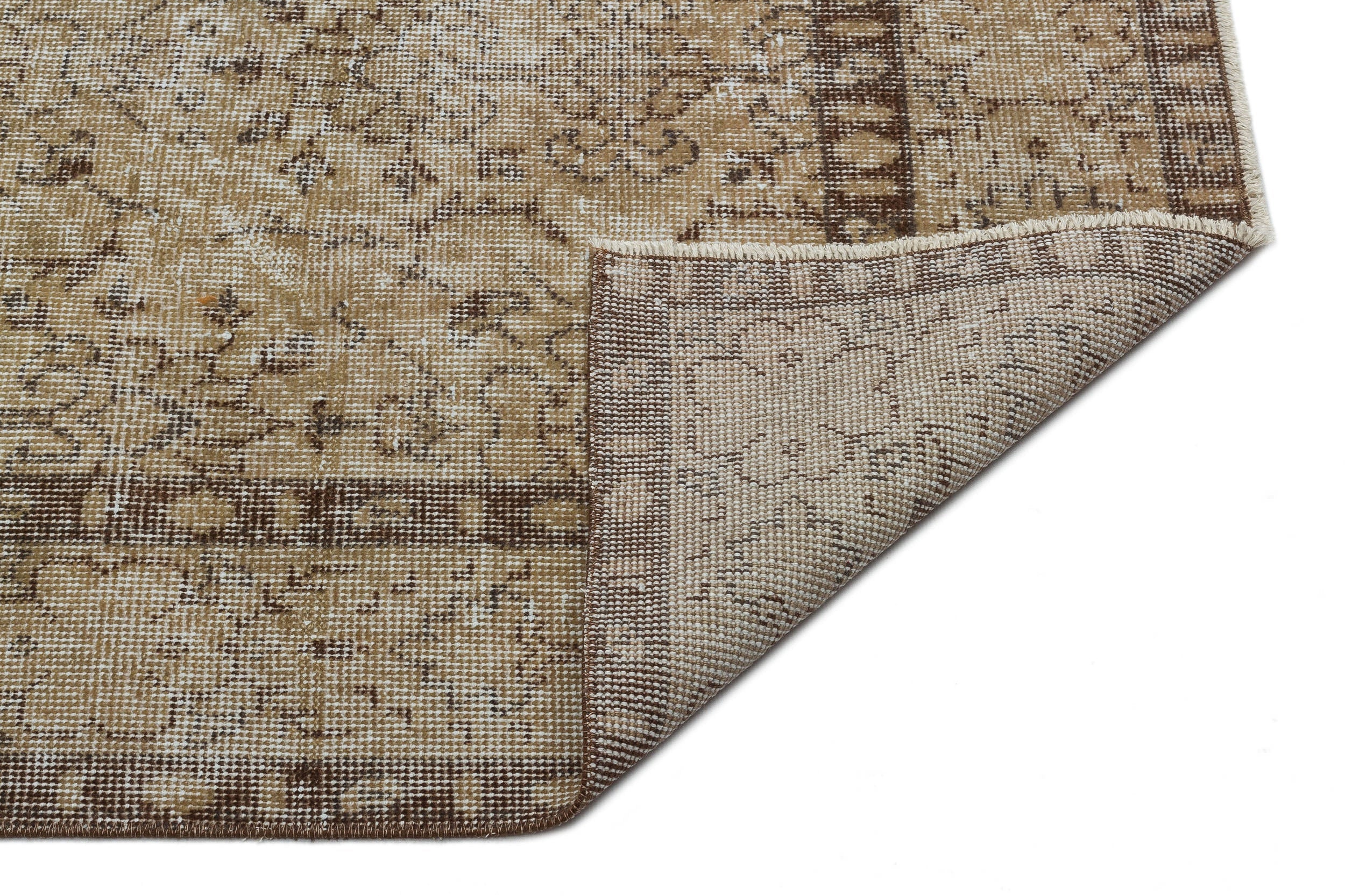 Atina Brown Vintage Wool Handmade Area Rug 5'4" x 9'5"