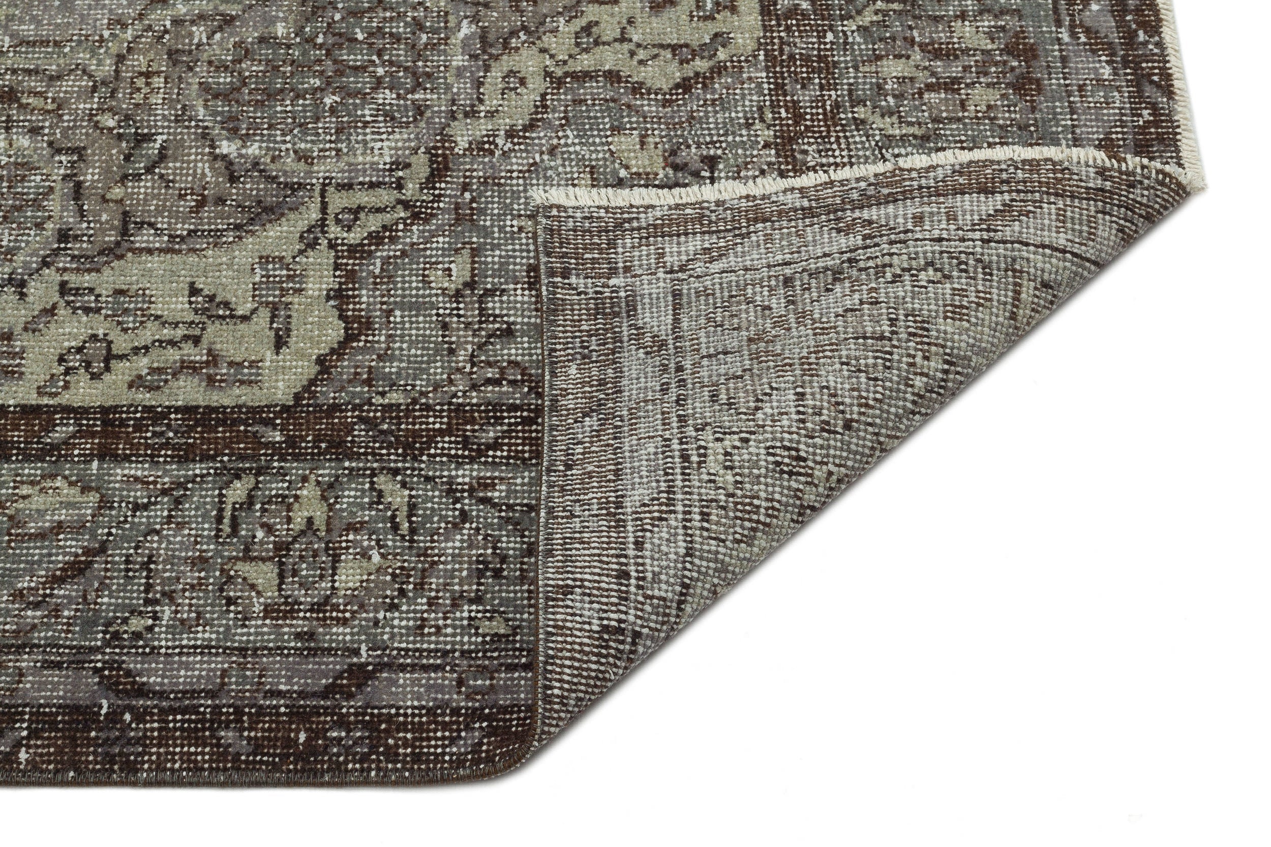 Atina Grey Vintage Wool Handmade Area Rug 5'6" x 8'11"