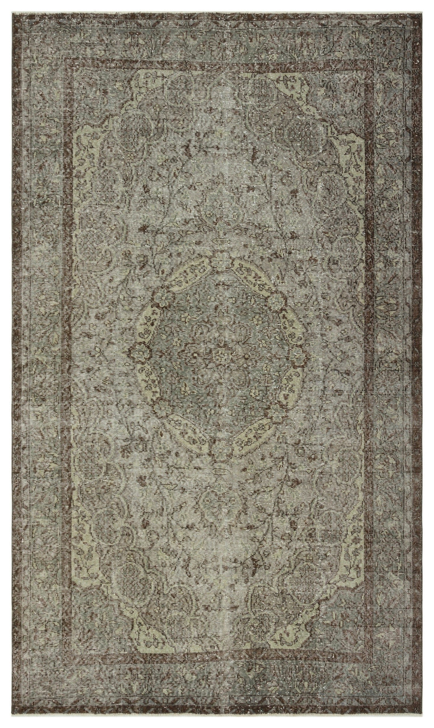 Atina Grey Vintage Wool Handmade Area Rug 5'6" x 8'11"