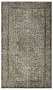 Atina Grey Vintage Wool Handmade Area Rug 5'6" x 8'11"