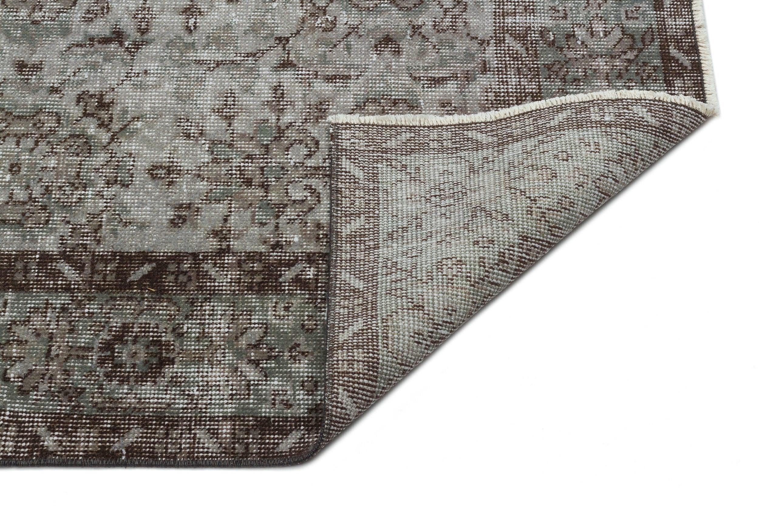Atina Grey Vintage Wool Handmade Area Rug 5'7" x 9'11"