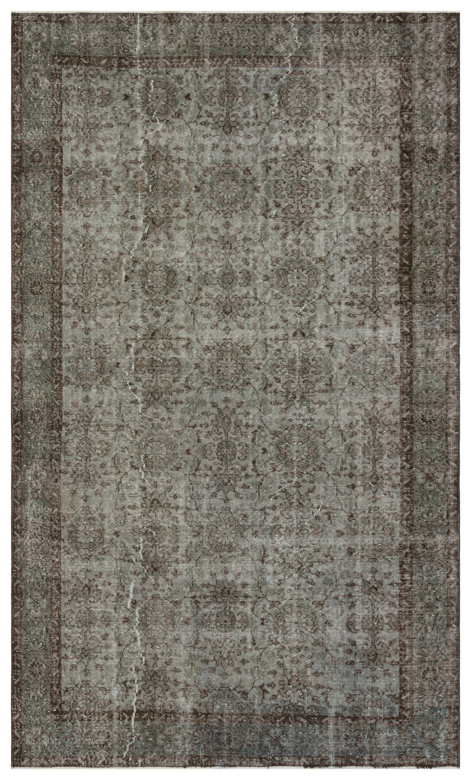 Atina Grey Vintage Wool Handmade Area Rug 5'7" x 9'11"