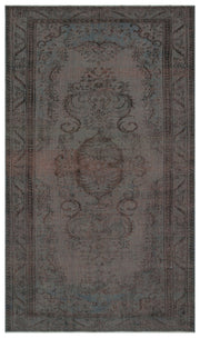 Atina Grey Vintage Wool Handmade Area Rug 5'6" x 8'11"