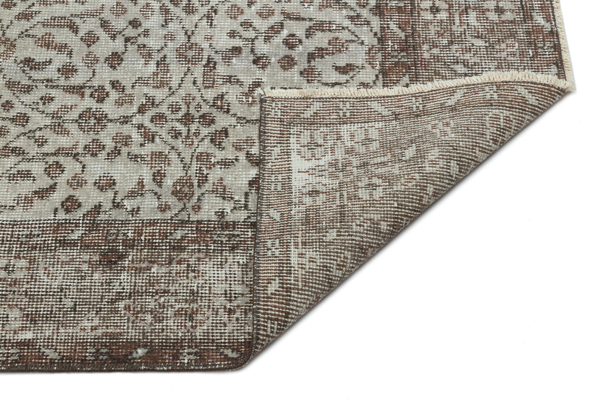 Atina Grey Vintage Wool Handmade Area Rug 5'5" x 9'9"