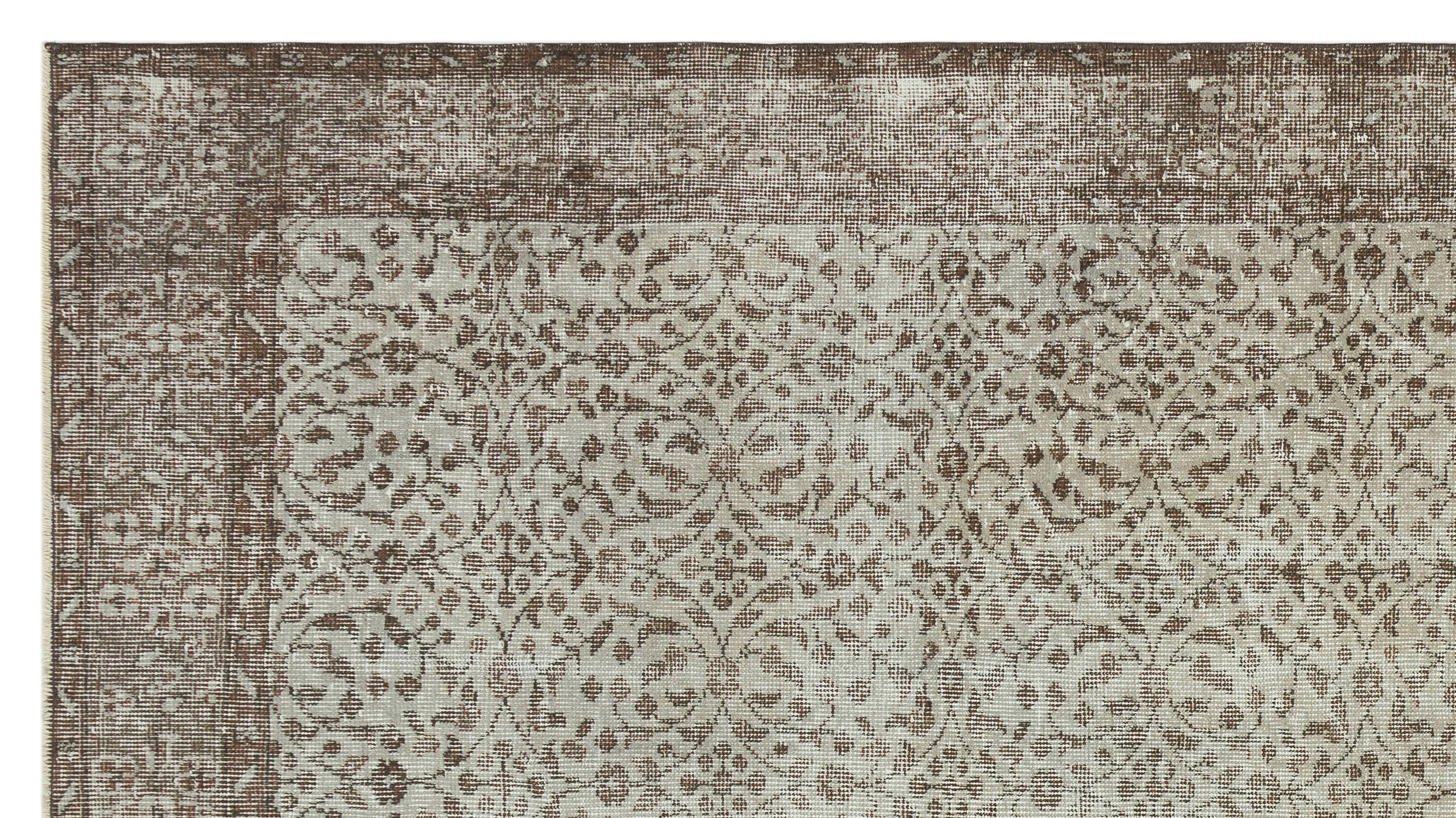 Atina Grey Vintage Wool Handmade Area Rug 5'5" x 9'9"