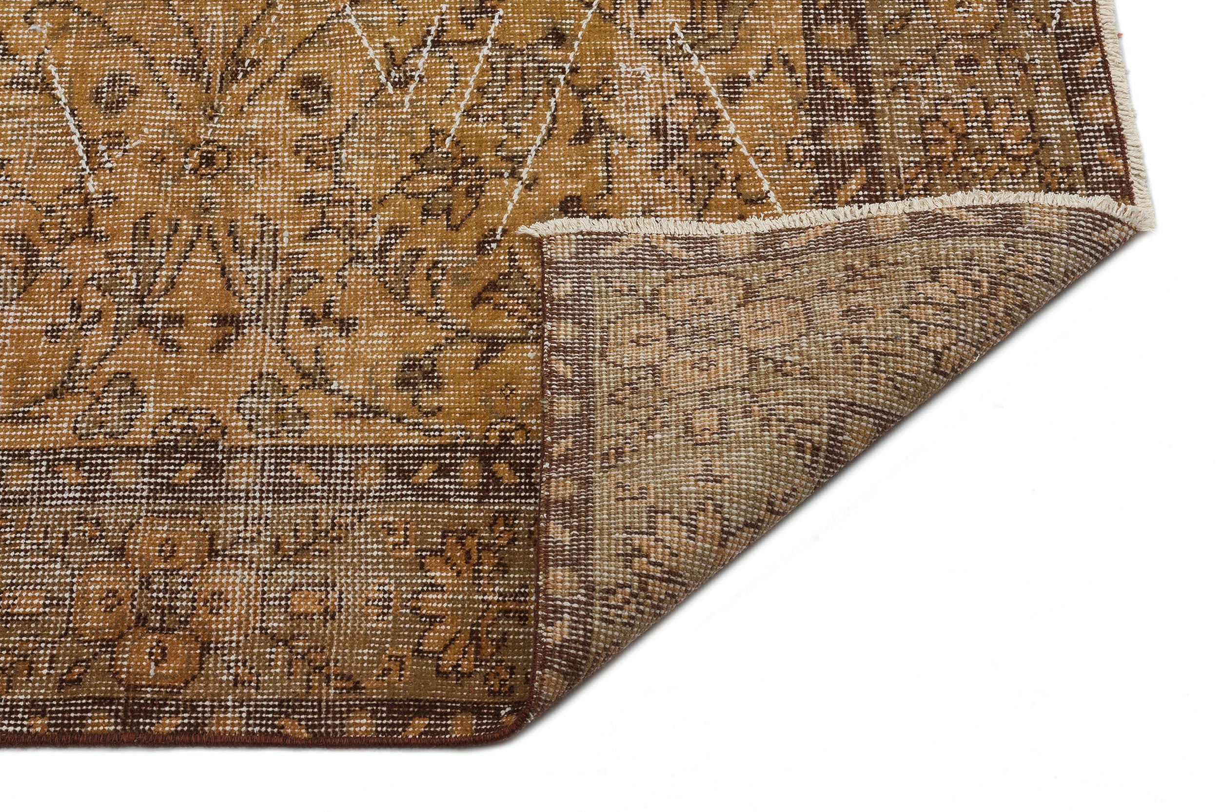 Atina Brown Vintage Wool Handmade Area Rug 5'1" x 8'10"