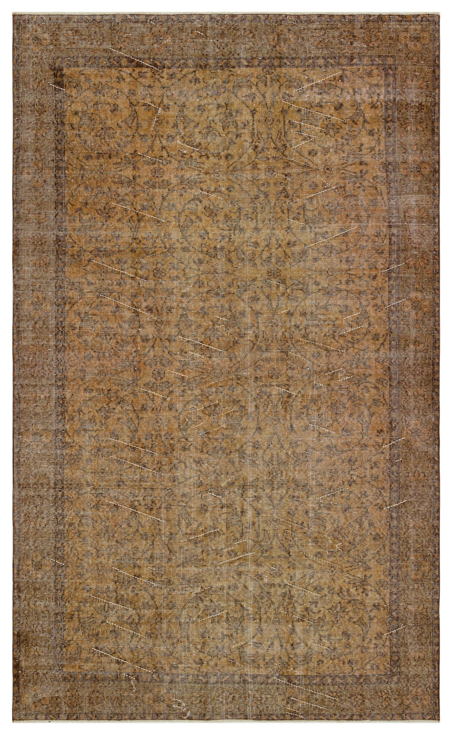 Atina Brown Vintage Wool Handmade Area Rug 5'1" x 8'10"