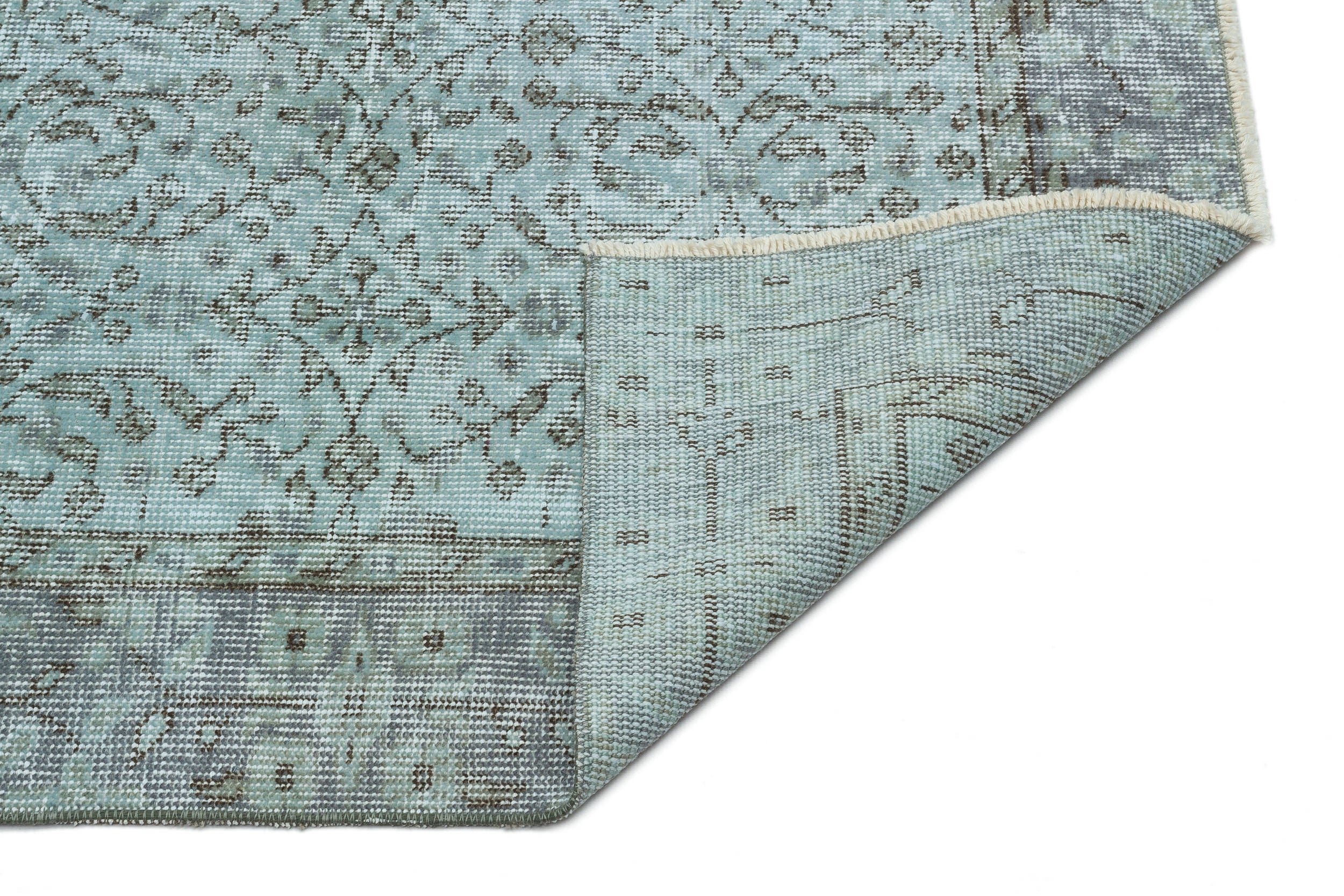 Atina Blue Vintage Wool Handmade Area Rug 4'11" x 8'4"