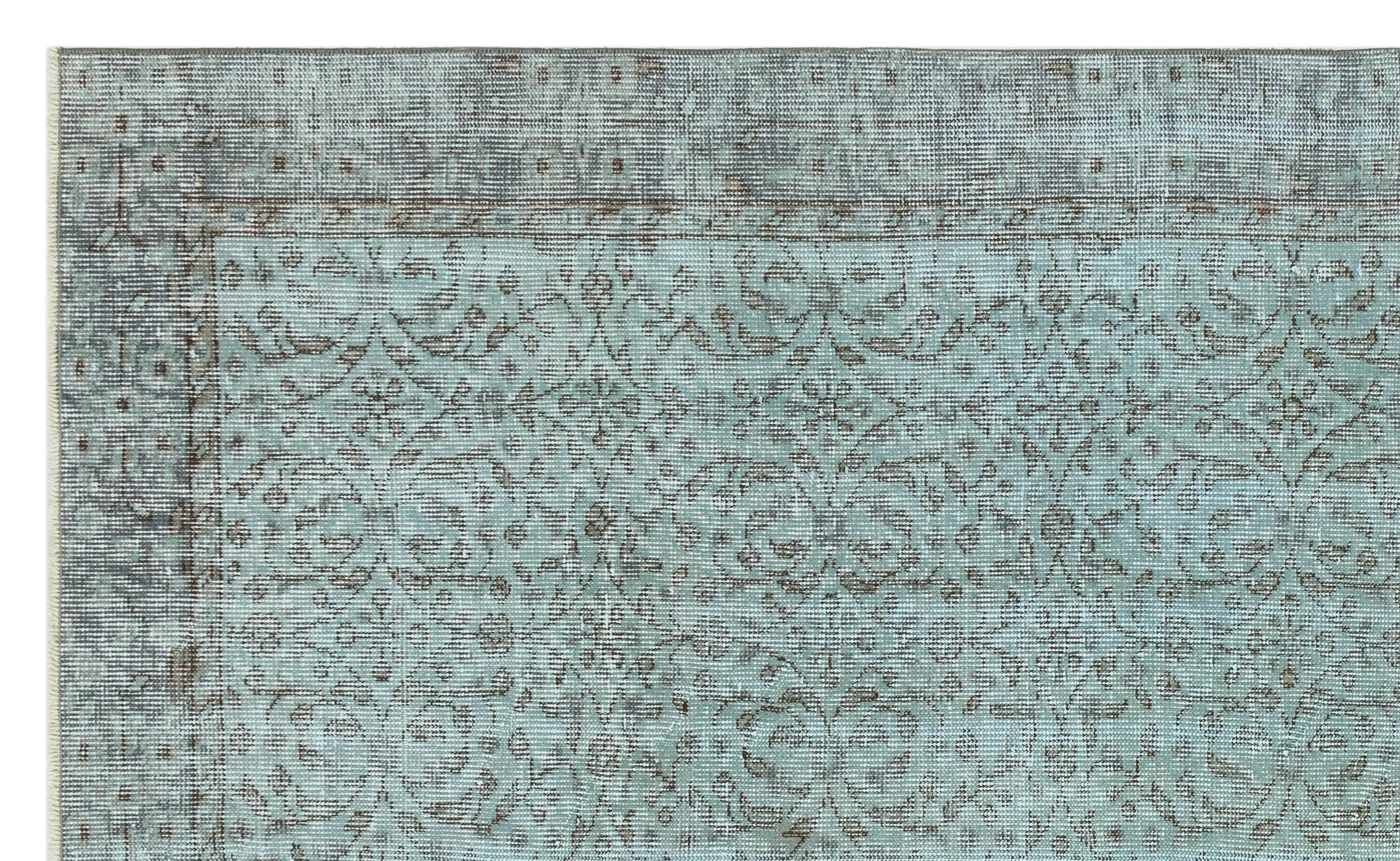 Atina Blue Vintage Wool Handmade Area Rug 4'11" x 8'4"