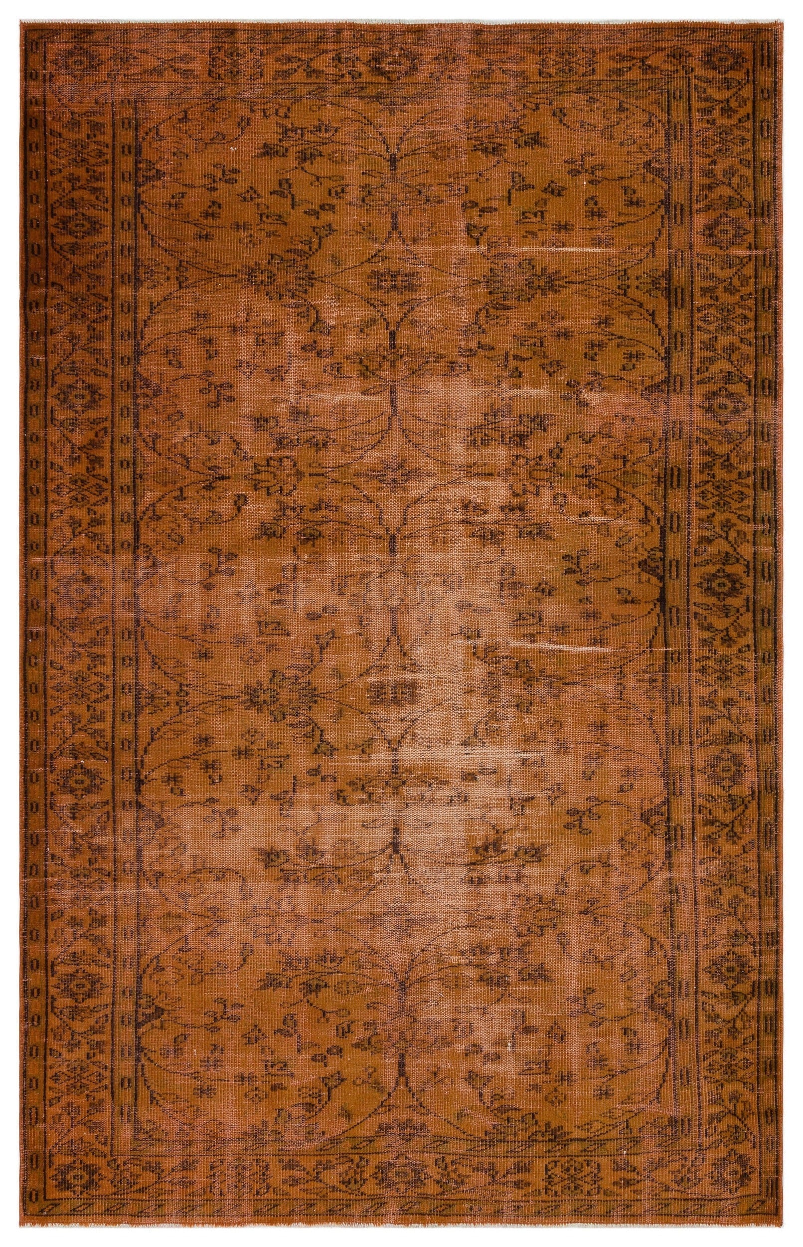 Atina Brown Vintage Wool Handmade Area Rug 5'10" x 9'1"